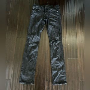 Level 99 Lily Style Black Wash Denim Distressed Skinny Straight jeans Size 25